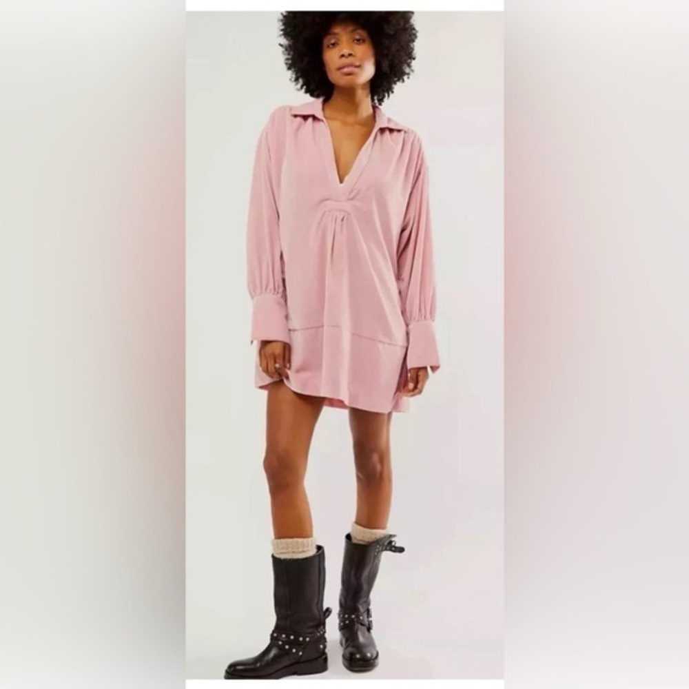 Free People Tessa Velvet Long Sleeve Mini Dress Size XL/TG